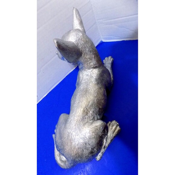 NEW Chihuahua Statue Figurine Dog Silver Color Modern Art Home Decor Statue - Picture 5 of 5